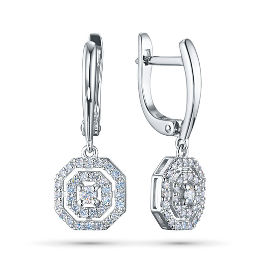 Sterling Silver Earrings with Lab-Created Diamonds 0.55 CT.TW