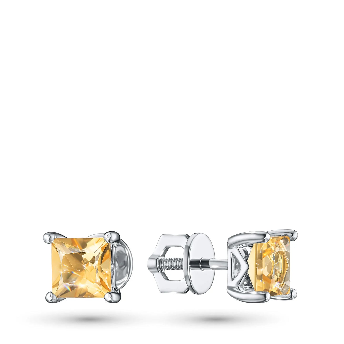 Sterling Silver Earring Studs with Citrine 2.06 CT.TW