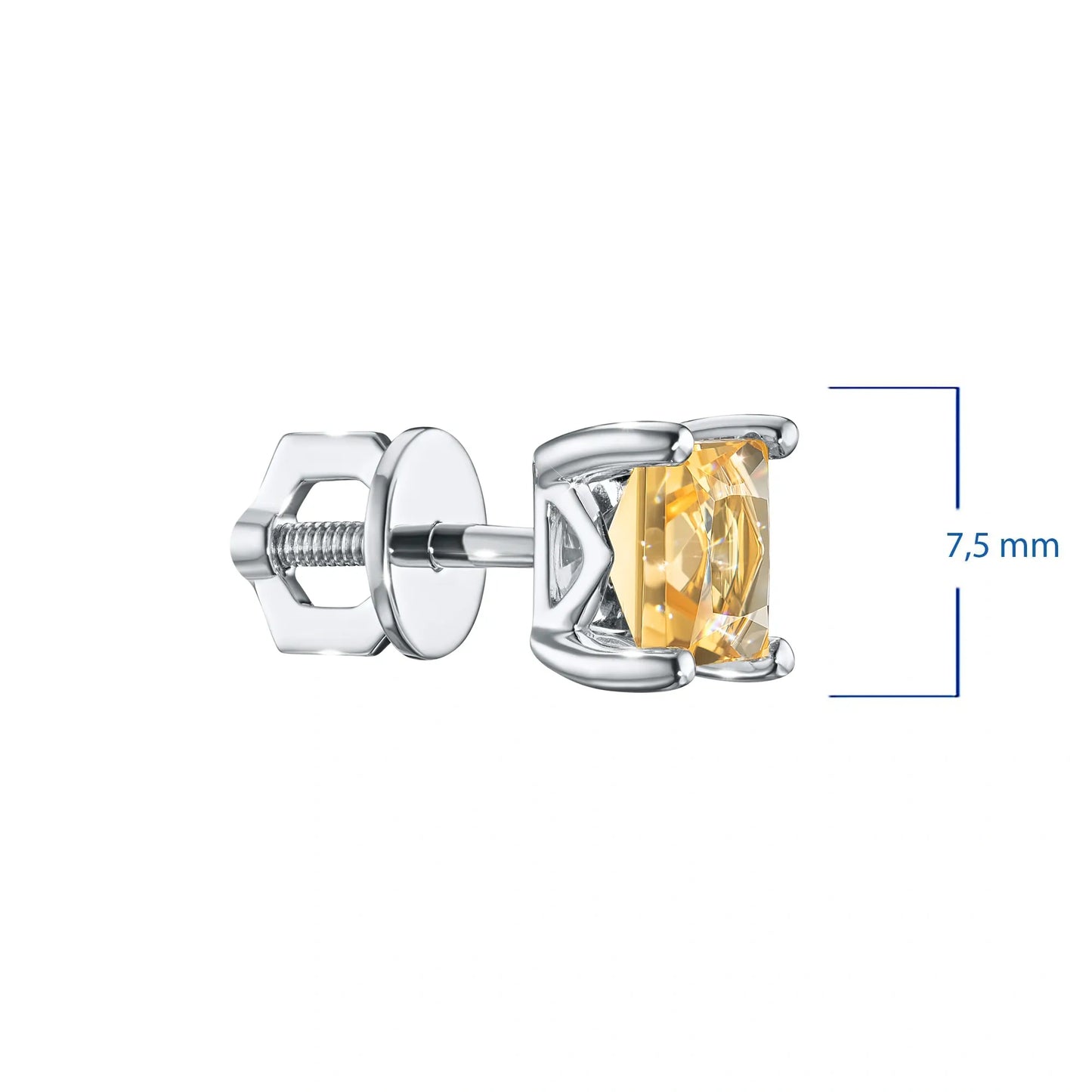 Sterling Silver Earring Studs with Citrine 2.06 CT.TW