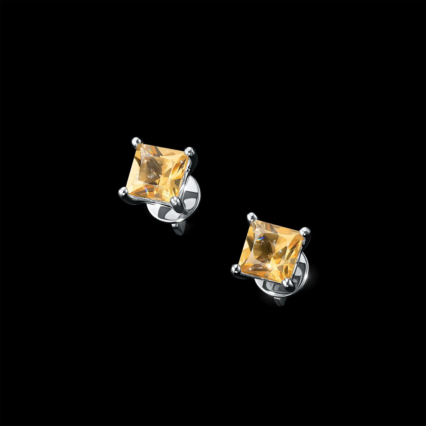 Sterling Silver Earring Studs with Citrine 2.06 CT.TW