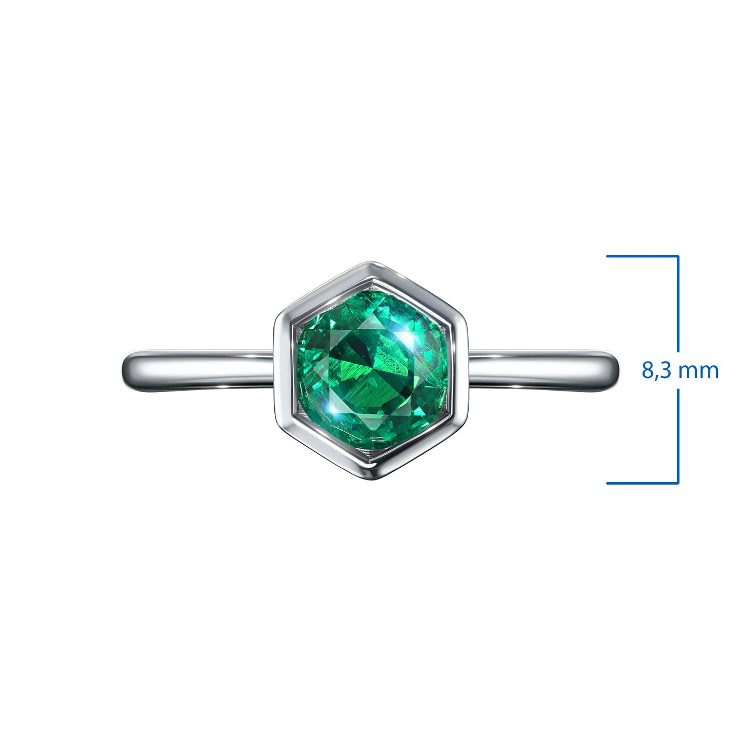 Sterling Silver Ring with Emerald 0.82 CT.TW