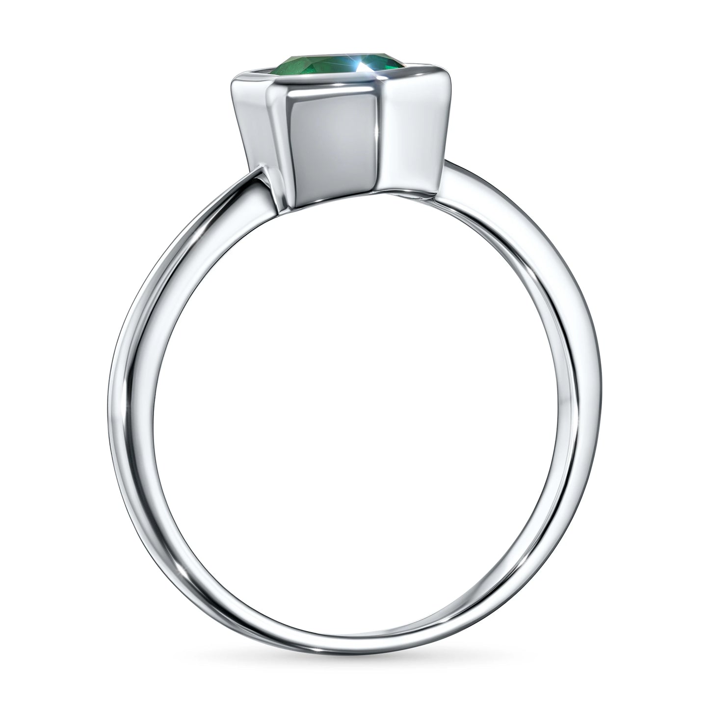 Sterling Silver Ring with Emerald 0.82 CT.TW