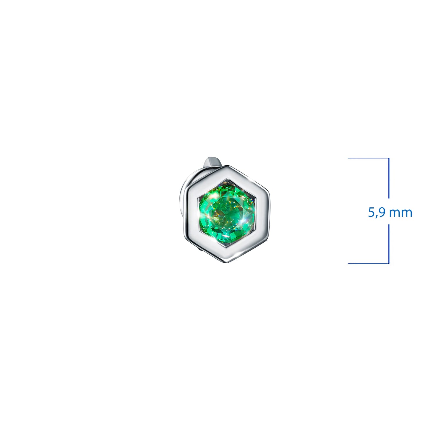 Sterling Silver Earring Studs with Emerald 0.45 CT.TW