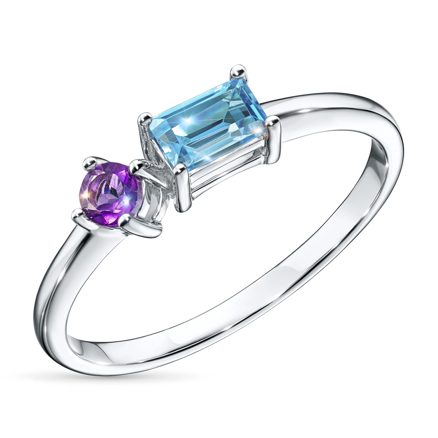 Sterling Silver Ring with Topaz and Amethyst 0.50 CT.TW