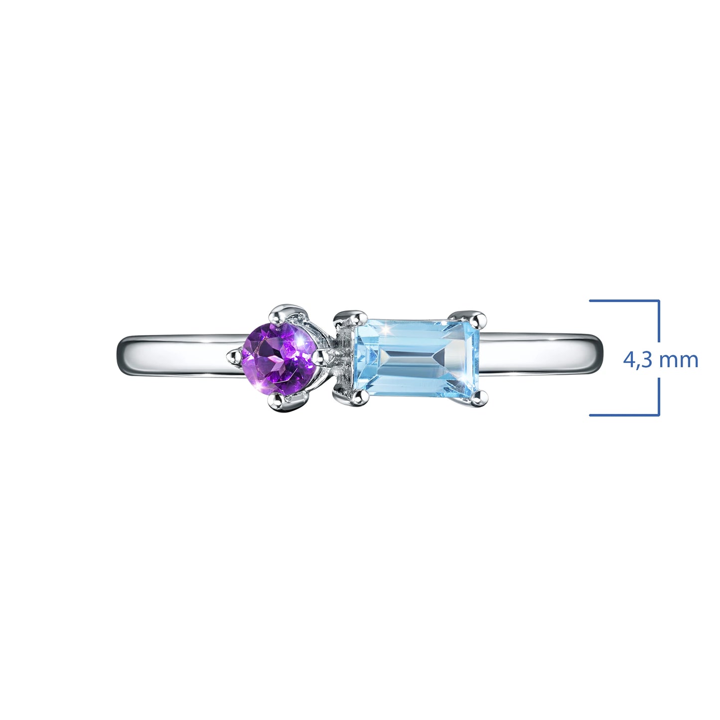 Sterling Silver Ring with Topaz and Amethyst 0.50 CT.TW