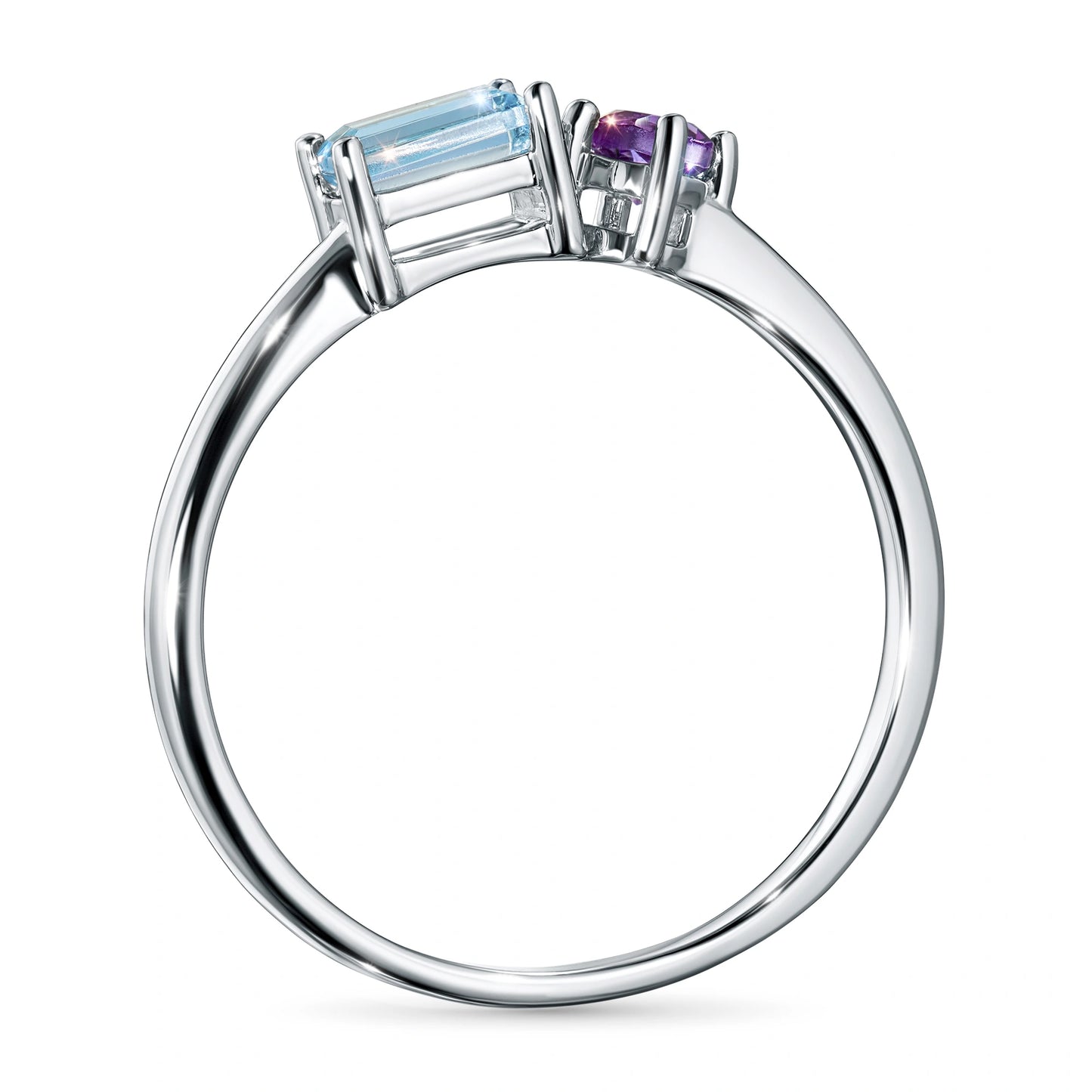 Sterling Silver Ring with Topaz and Amethyst 0.50 CT.TW