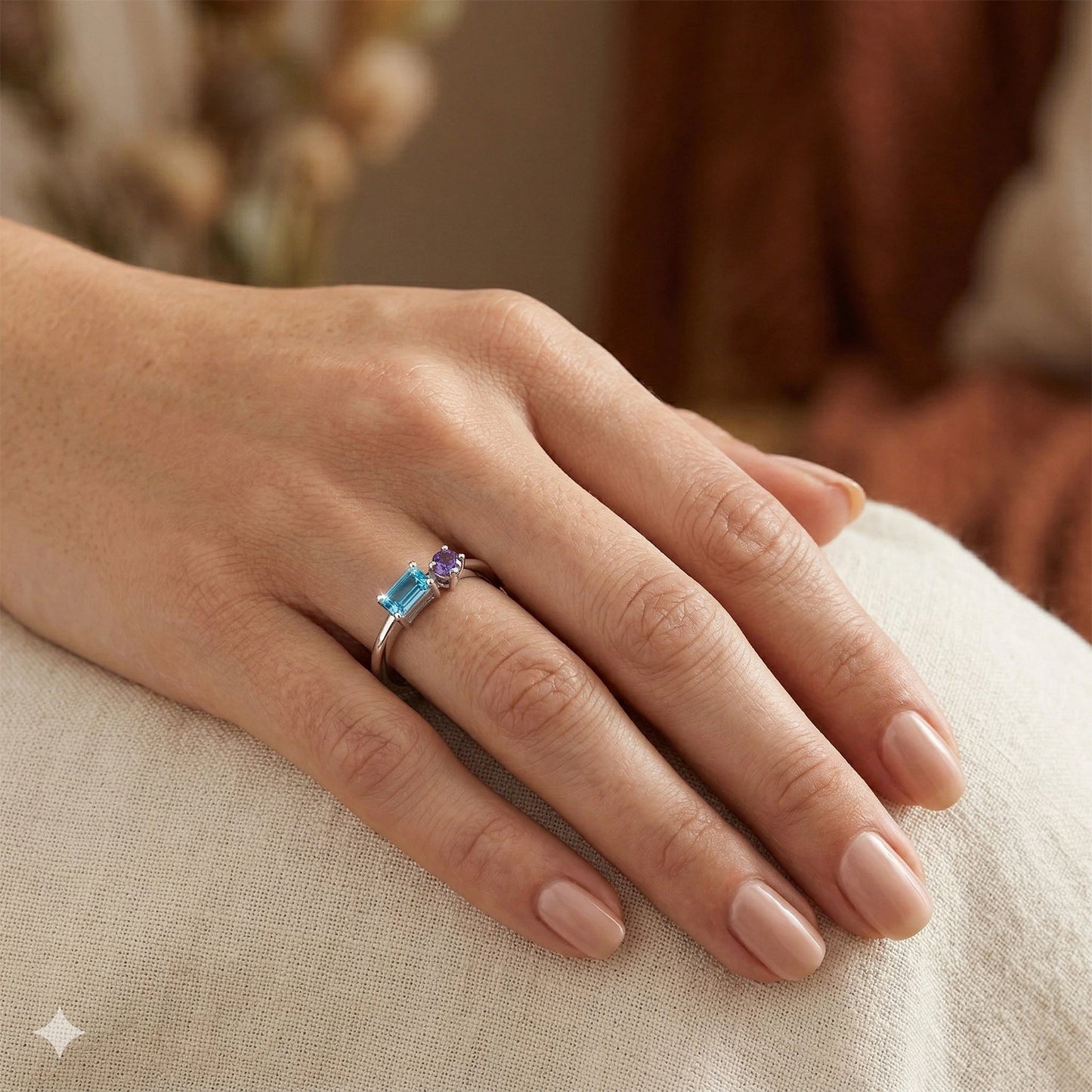 Sterling Silver Ring with Topaz and Amethyst 0.50 CT.TW