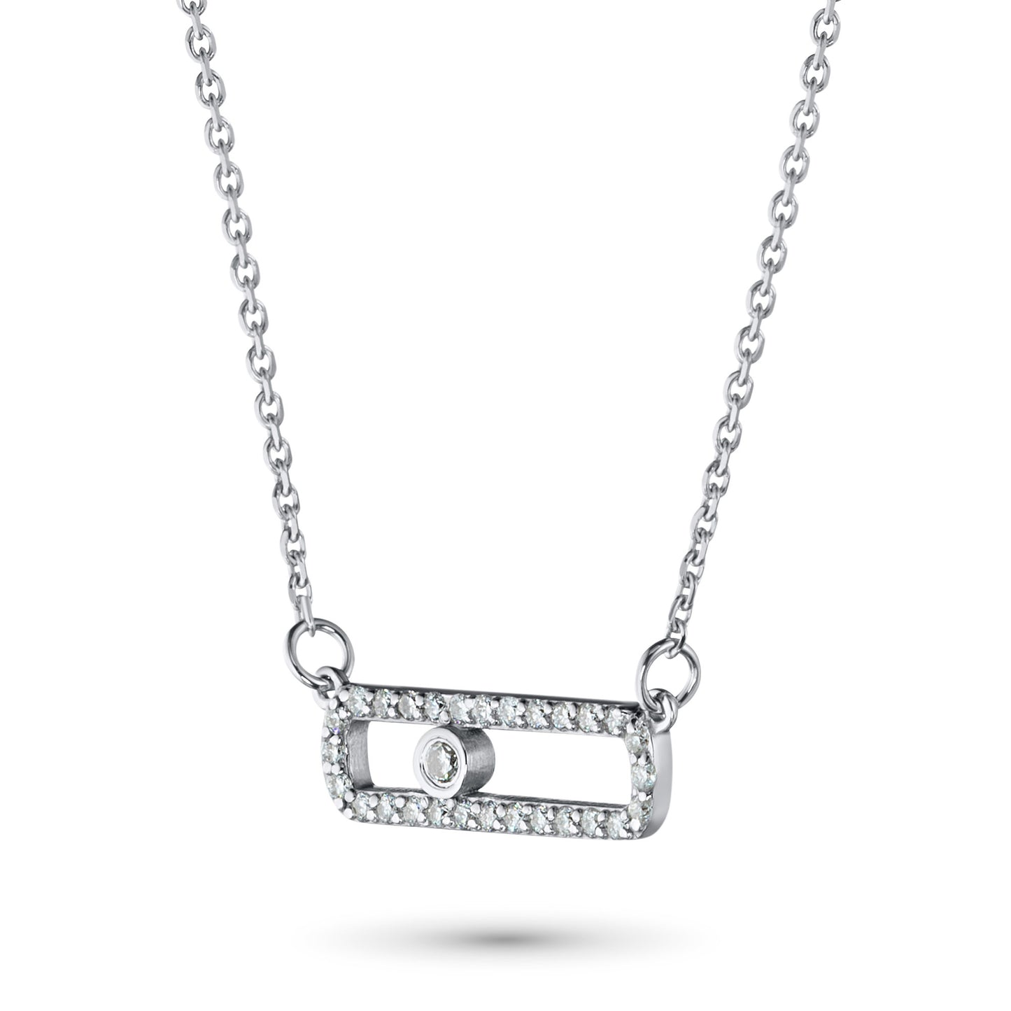 14K White Gold Necklace with Lab-Created Diamonds 0.16 CT.TW