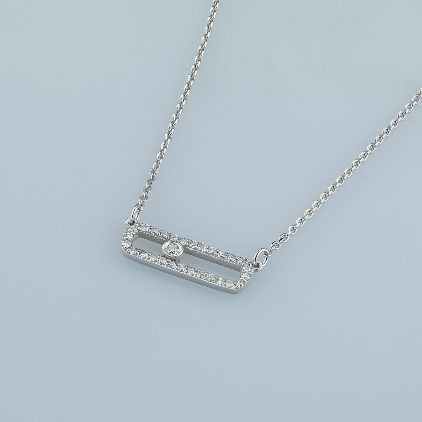 14K White Gold Necklace with Lab-Created Diamonds 0.16 CT.TW