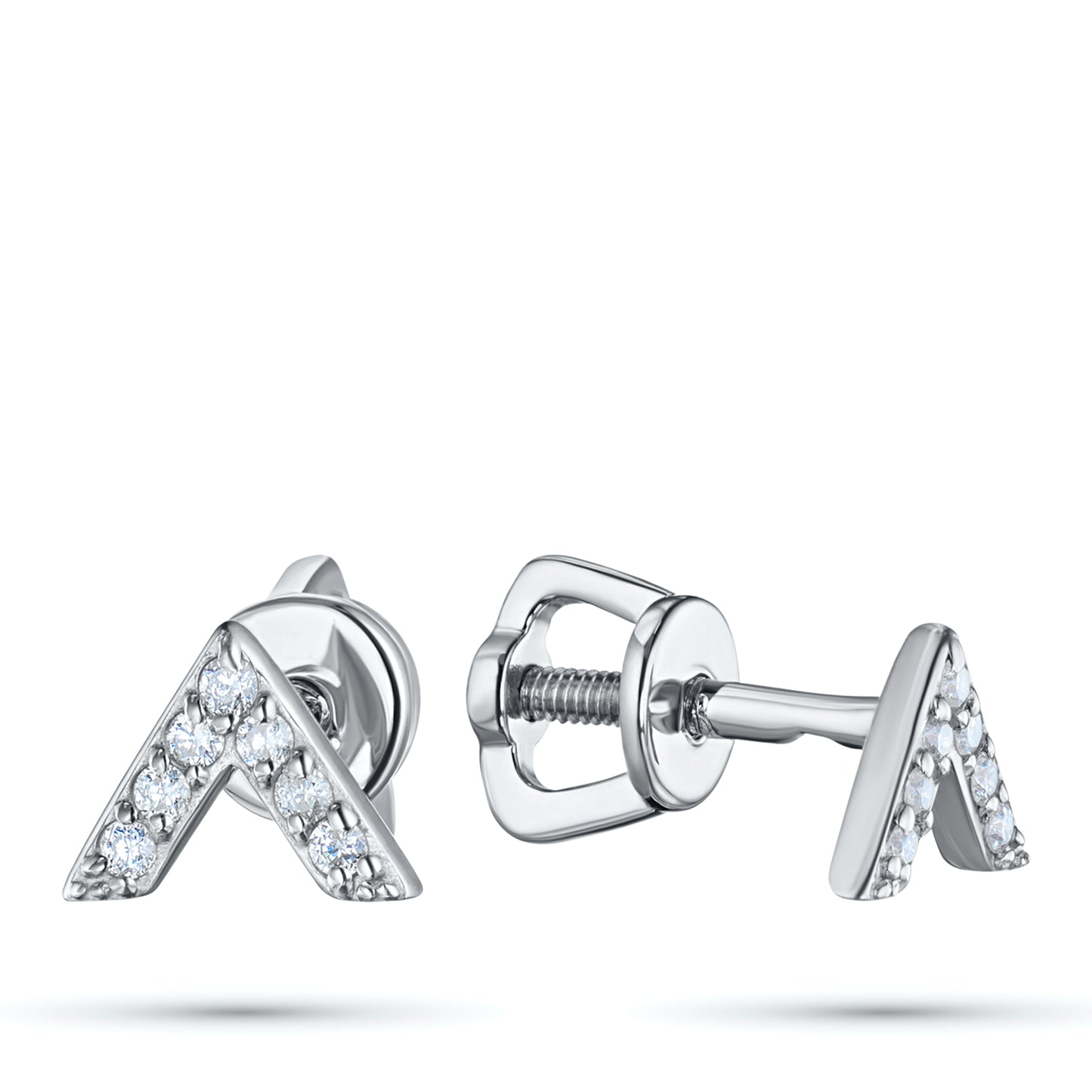14K White Gold Earring Studs with Lab-Created Diamonds 0.09 CT.TW