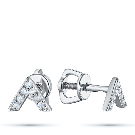 14K White Gold Earring Studs with Lab-Created Diamonds 0.09 CT.TW