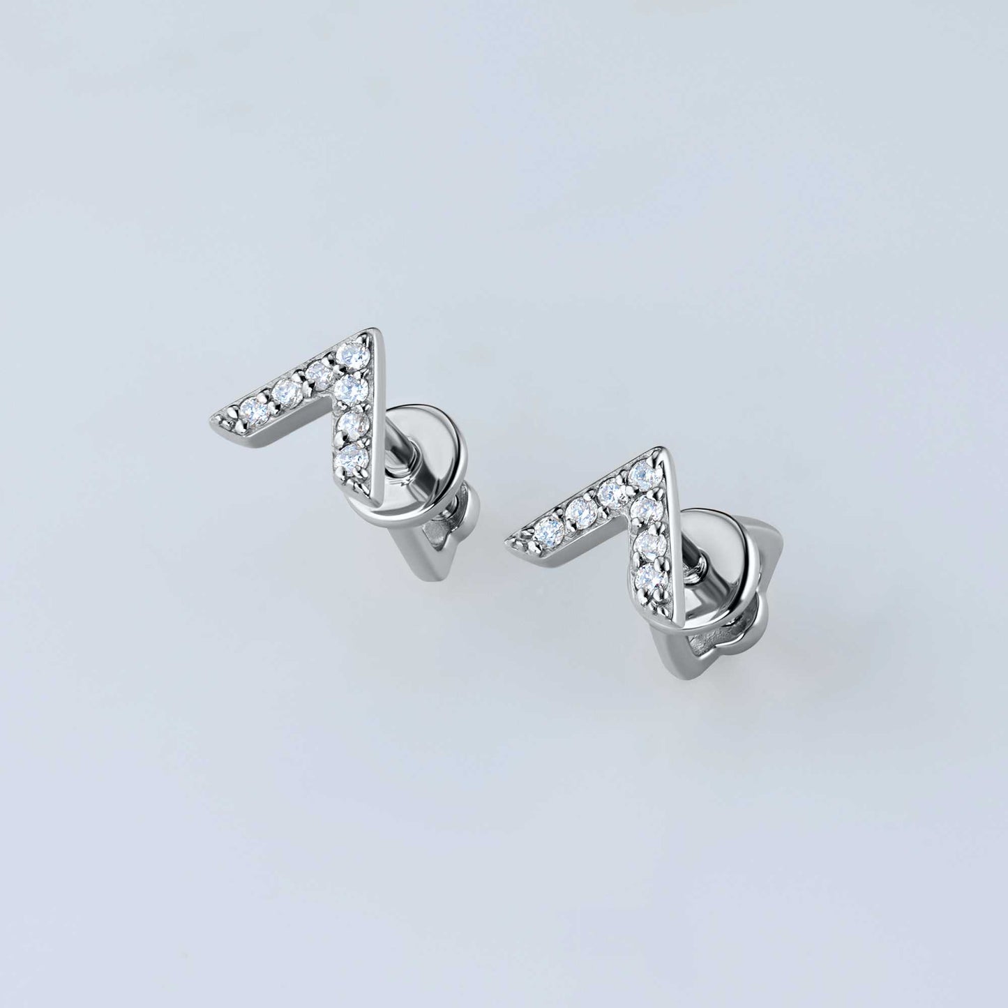 14K White Gold Earring Studs with Lab-Created Diamonds 0.09 CT.TW
