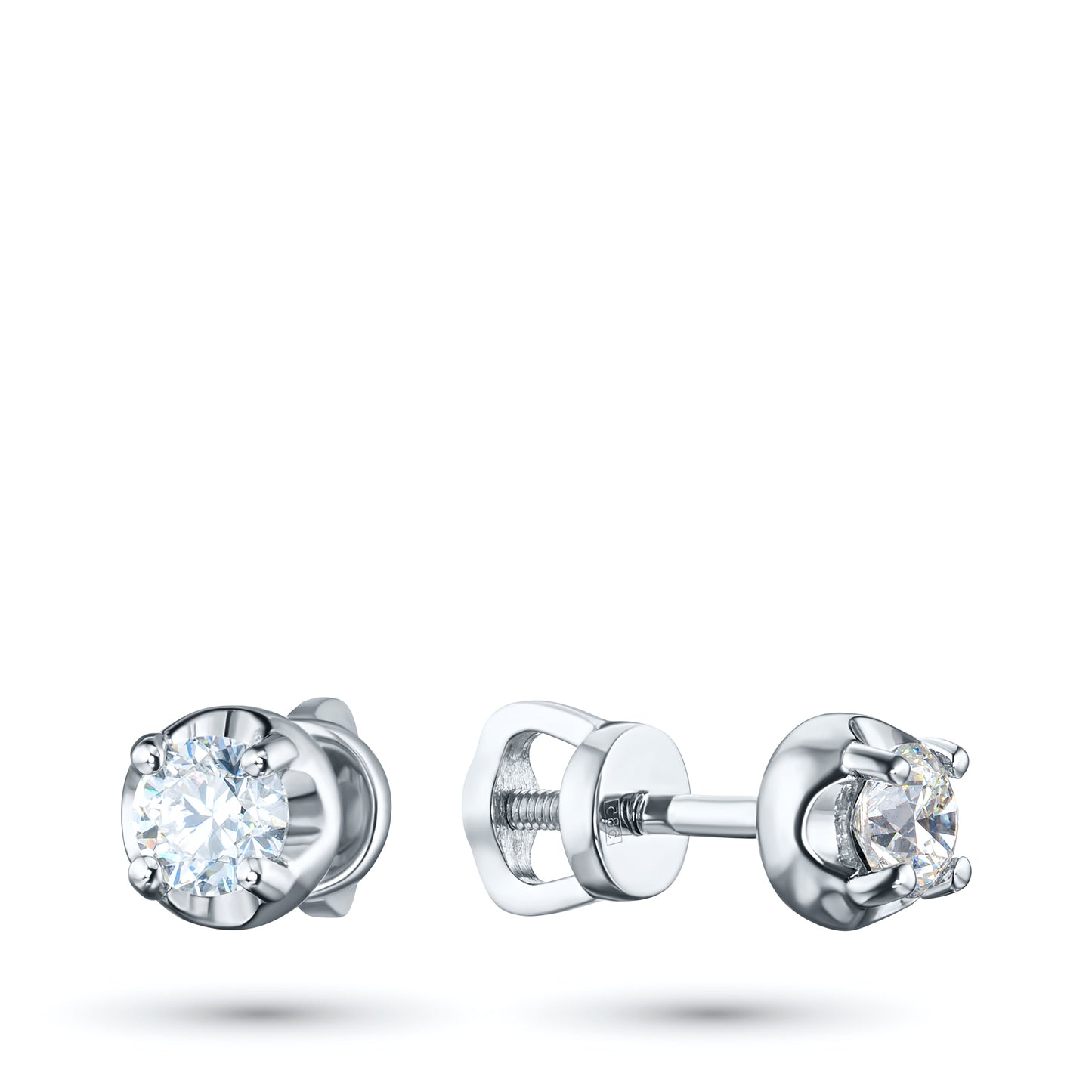 14K White Gold Earring Studs with Lab-Created Diamonds 0.890 CT.TW