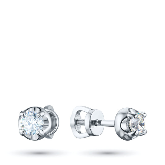 14K White Gold Earring Studs with Lab-Created Diamonds 0.890 CT.TW
