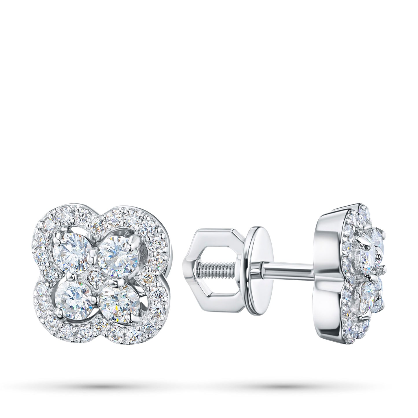 Sterling Silver Earring Studs with Lab-Created Diamonds 0.860 CT.TW
