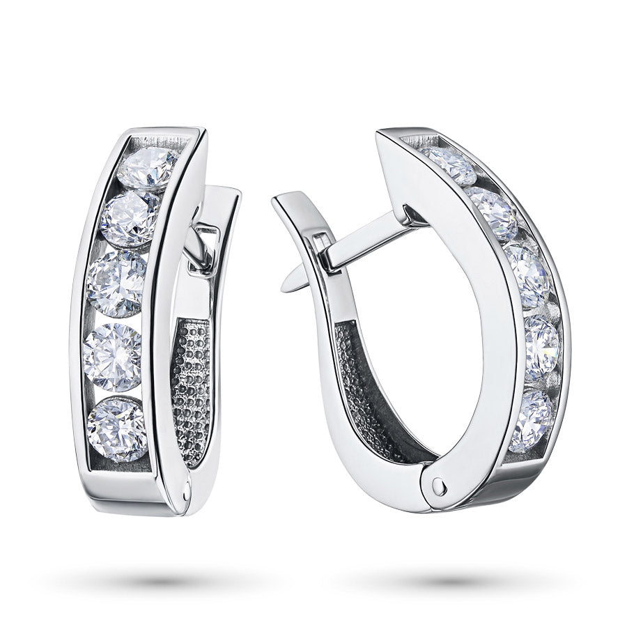 Sterling Silver Earrings with Lab-Created Diamonds 1.93 CT.TW