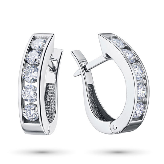 Sterling Silver Earrings with Lab-Created Diamonds 1.93 CT.TW
