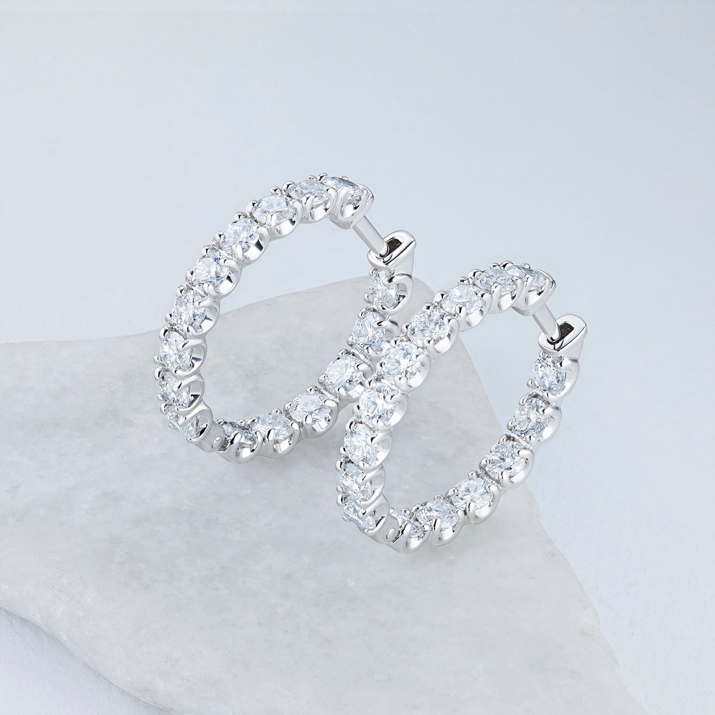 14K White Gold Earrings with Lab-Created Diamonds 3.590 CT.TW
