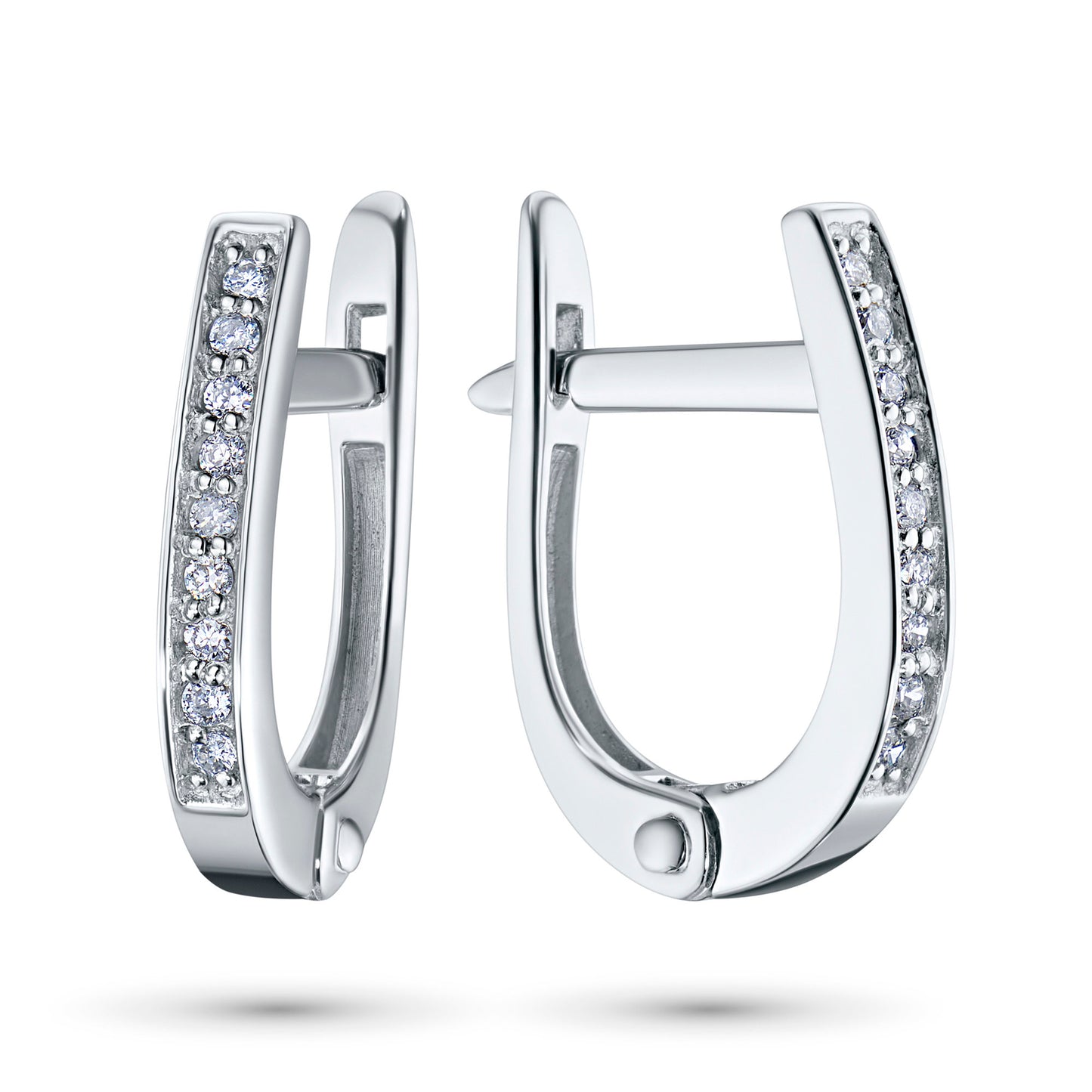 14K White Gold Earrings with Lab-Created Diamonds 0.09 CT.TW