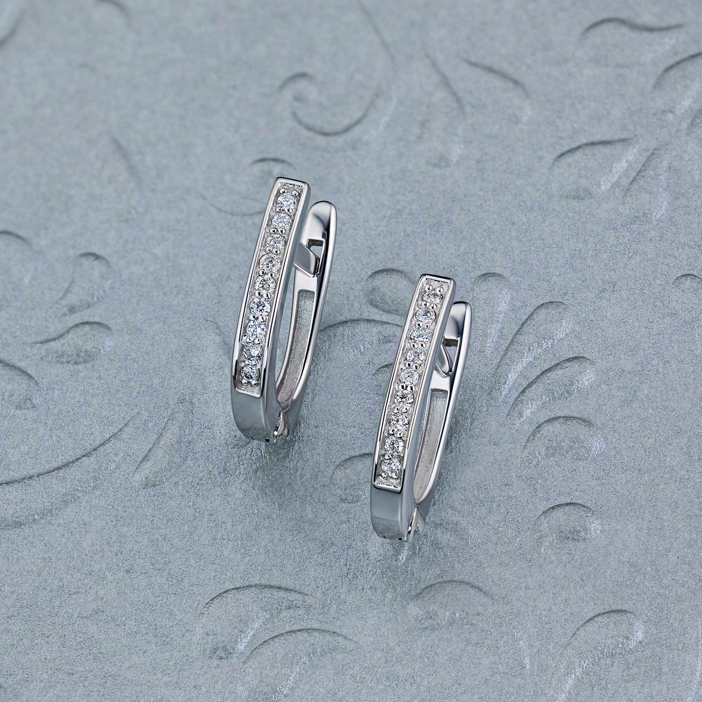 14K White Gold Earrings with Lab-Created Diamonds 0.09 CT.TW