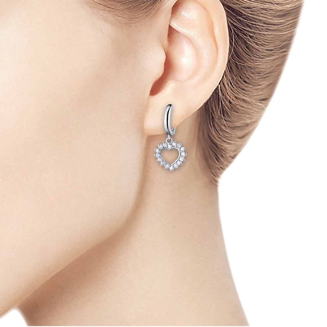 Sterling Silver Earrings with Lab-Created Diamonds 0.620 CT.TW
