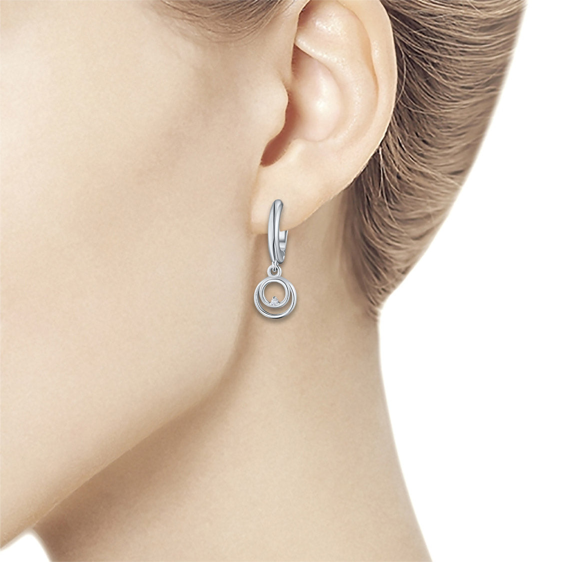 Sterling Silver Earrings with Lab-Created Diamonds 0.010 CT.TW
