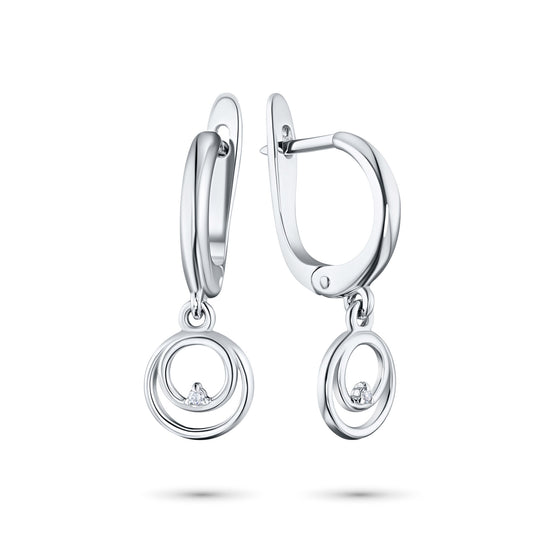 Sterling Silver Earrings with Lab-Created Diamonds 0.010 CT.TW