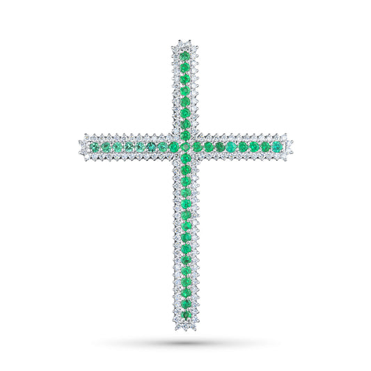 14K White Gold Pendant with Emerald and Lab-Created Diamonds 1.23 CT.TW