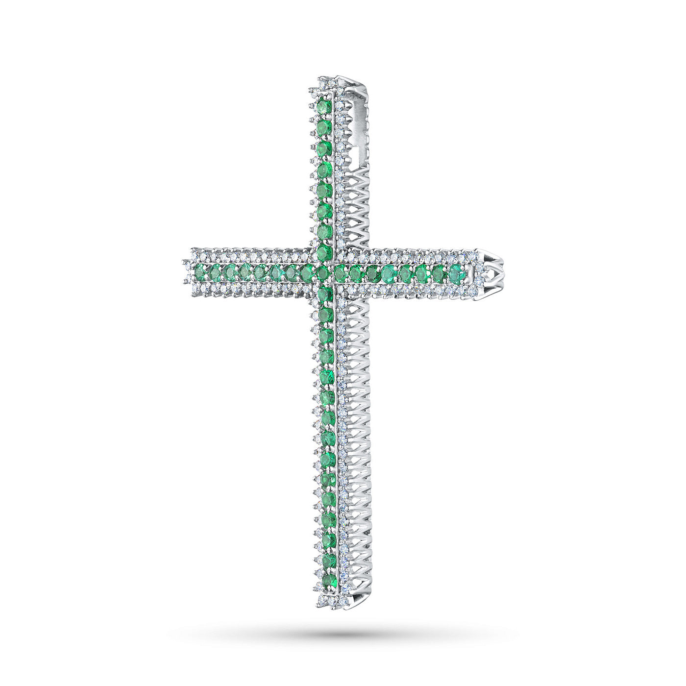 14K White Gold Pendant with Emerald and Lab-Created Diamonds 1.23 CT.TW