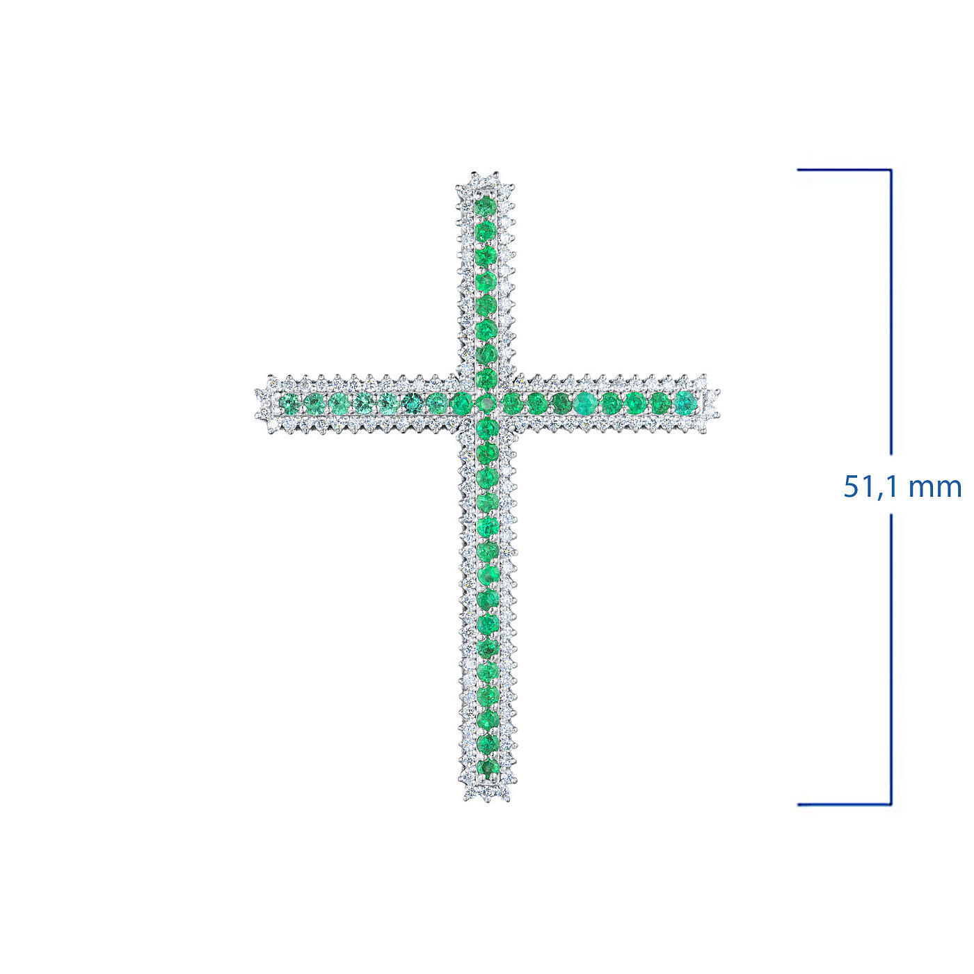 14K White Gold Pendant with Emerald and Lab-Created Diamonds 1.23 CT.TW