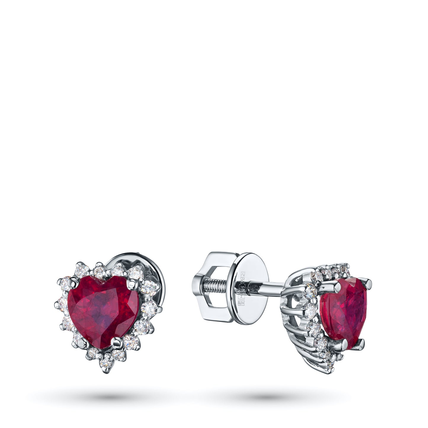 14K White Gold Earring Studs with Ruby grace and Lab-Created Diamonds 8.180 CT.TW