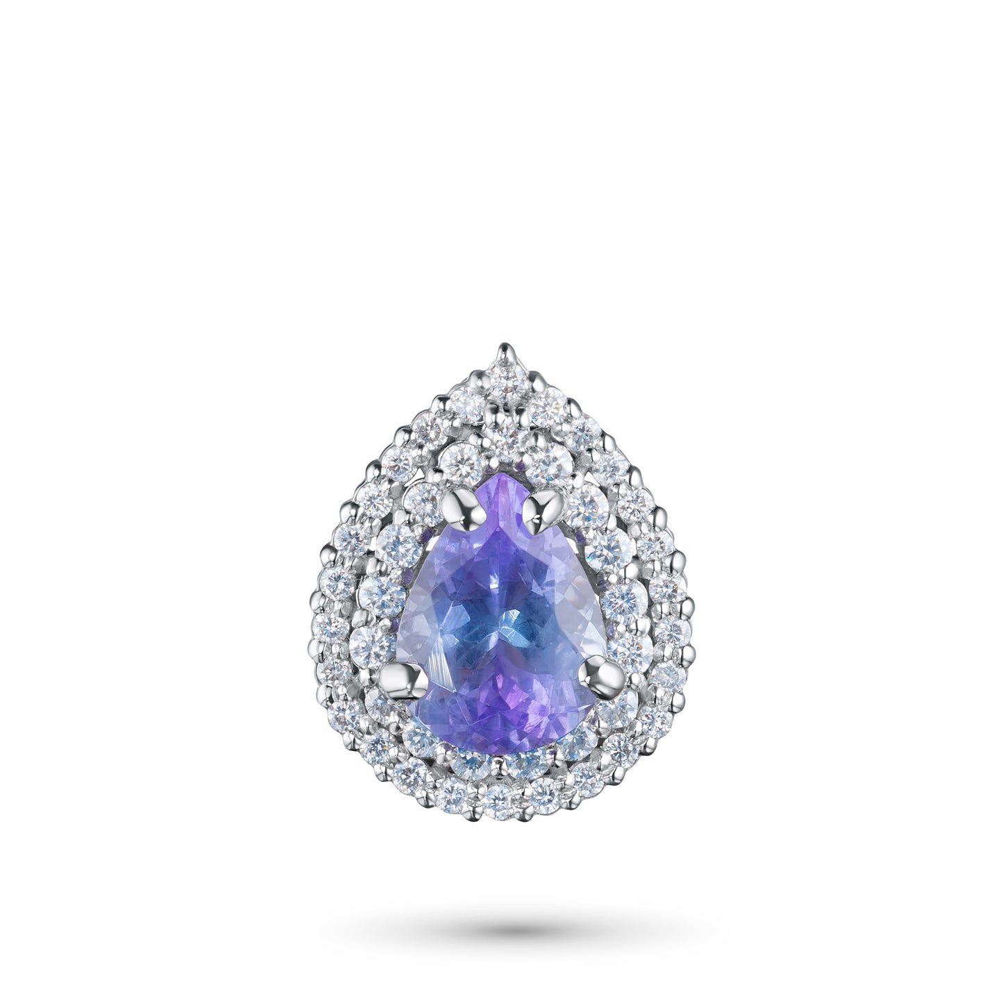 14K White Gold Pendant with Emerald and Lab-Created Diamonds 2.14 CT.TW