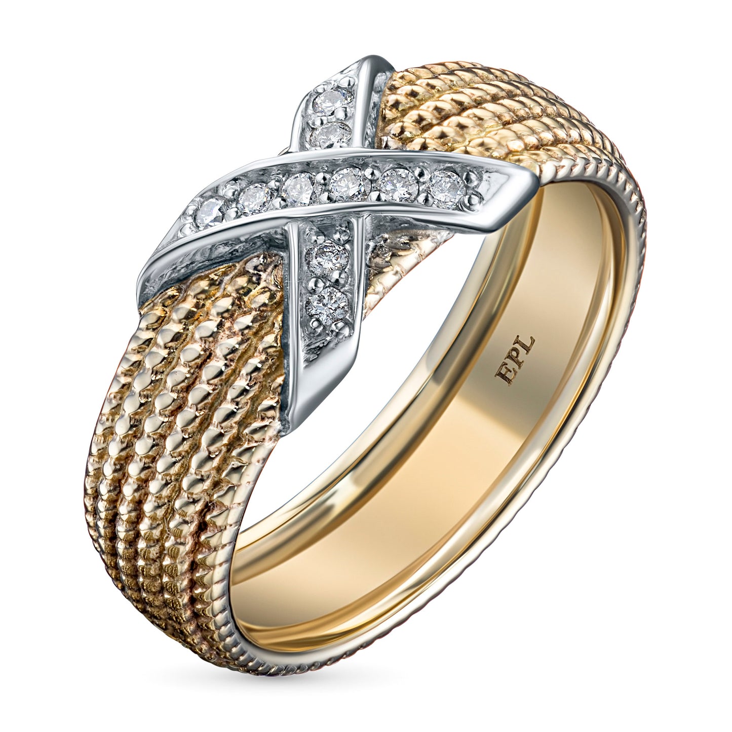 14K White-yellow Gold Ring with Lab-Created Diamonds 0.120 CT.TW