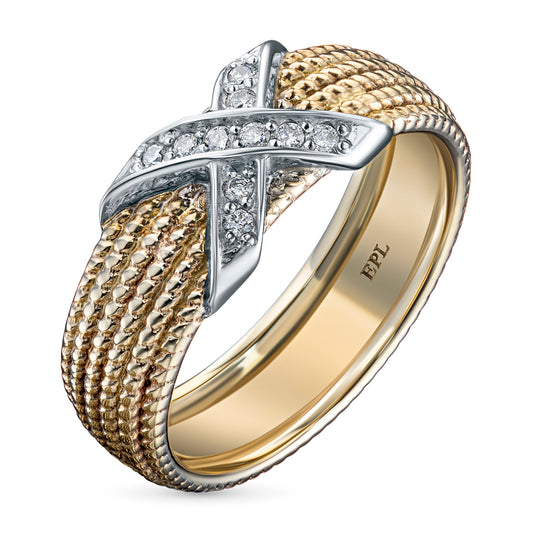 14K White-yellow Gold Ring with Lab-Created Diamonds 0.120 CT.TW