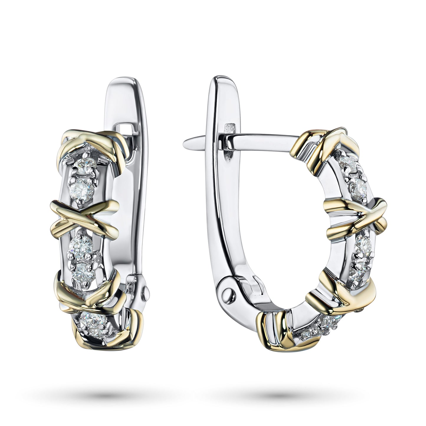 14K White Gold Earrings with Lab-Created Diamonds 0.12 CT.TW