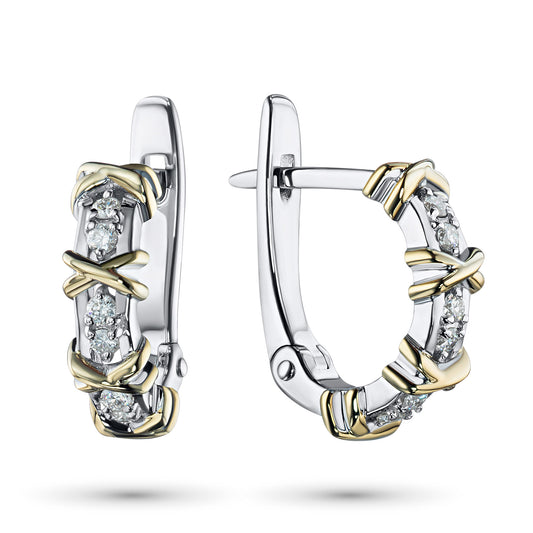 14K White Gold Earrings with Lab-Created Diamonds 0.12 CT.TW