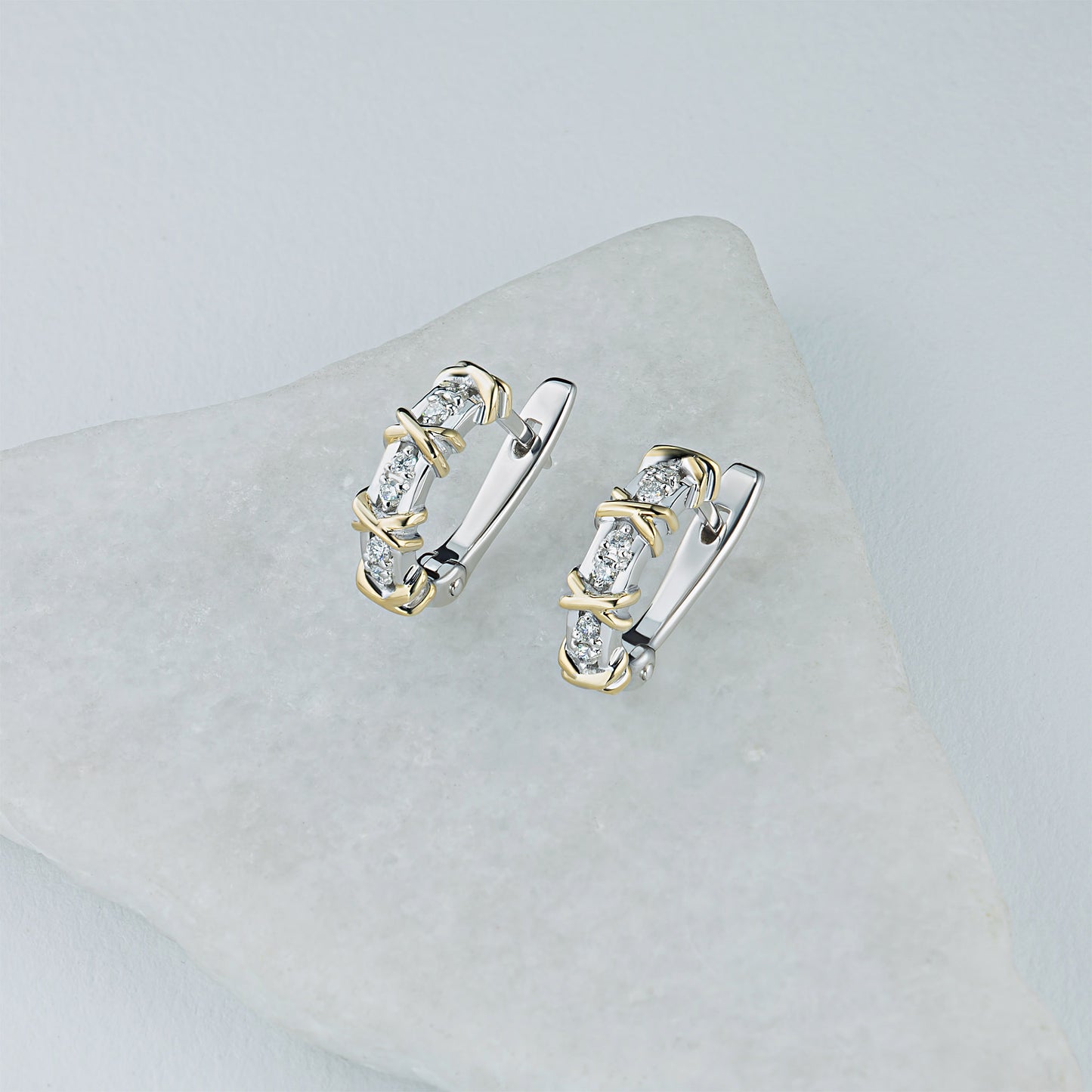 14K White Gold Earrings with Lab-Created Diamonds 0.12 CT.TW