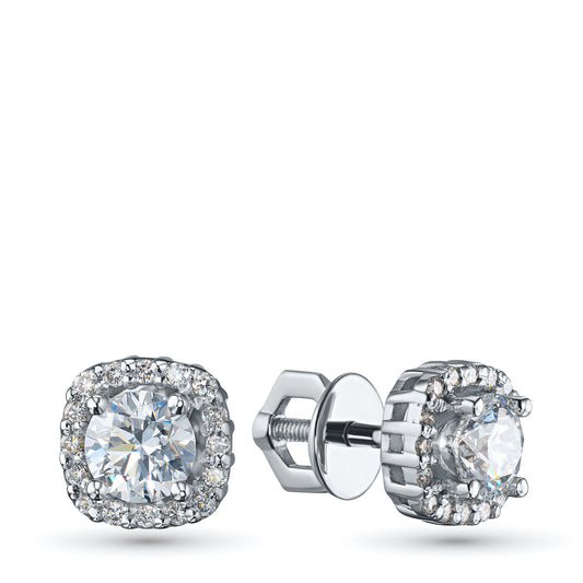 14K White Gold Earring Studs with Lab-Created Diamonds 1.070 CT.TW