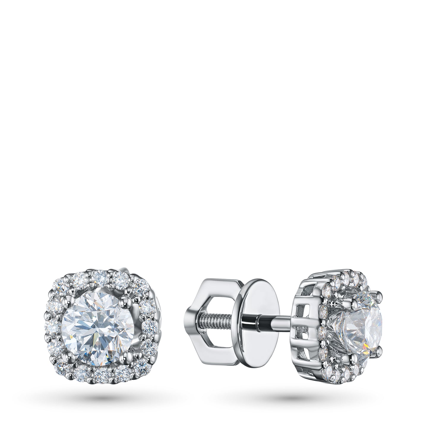 14K White Gold Earring Studs with Lab-Created Diamonds 1.070 CT.TW