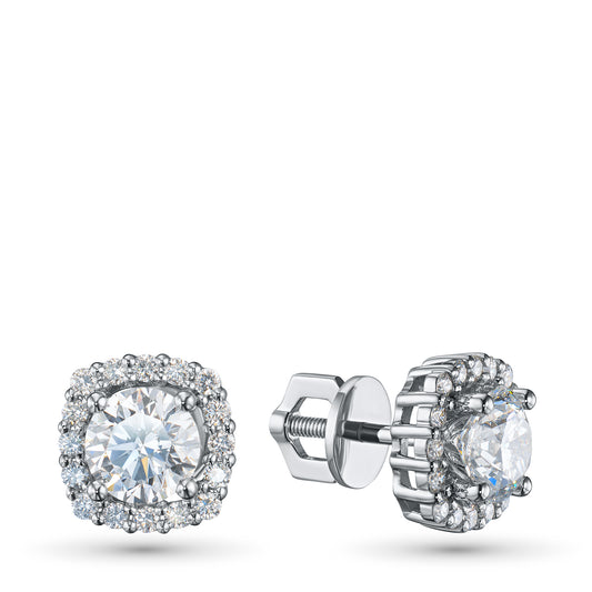14K White Gold Earring Studs with Lab-Created Diamonds 2.35 CT.TW