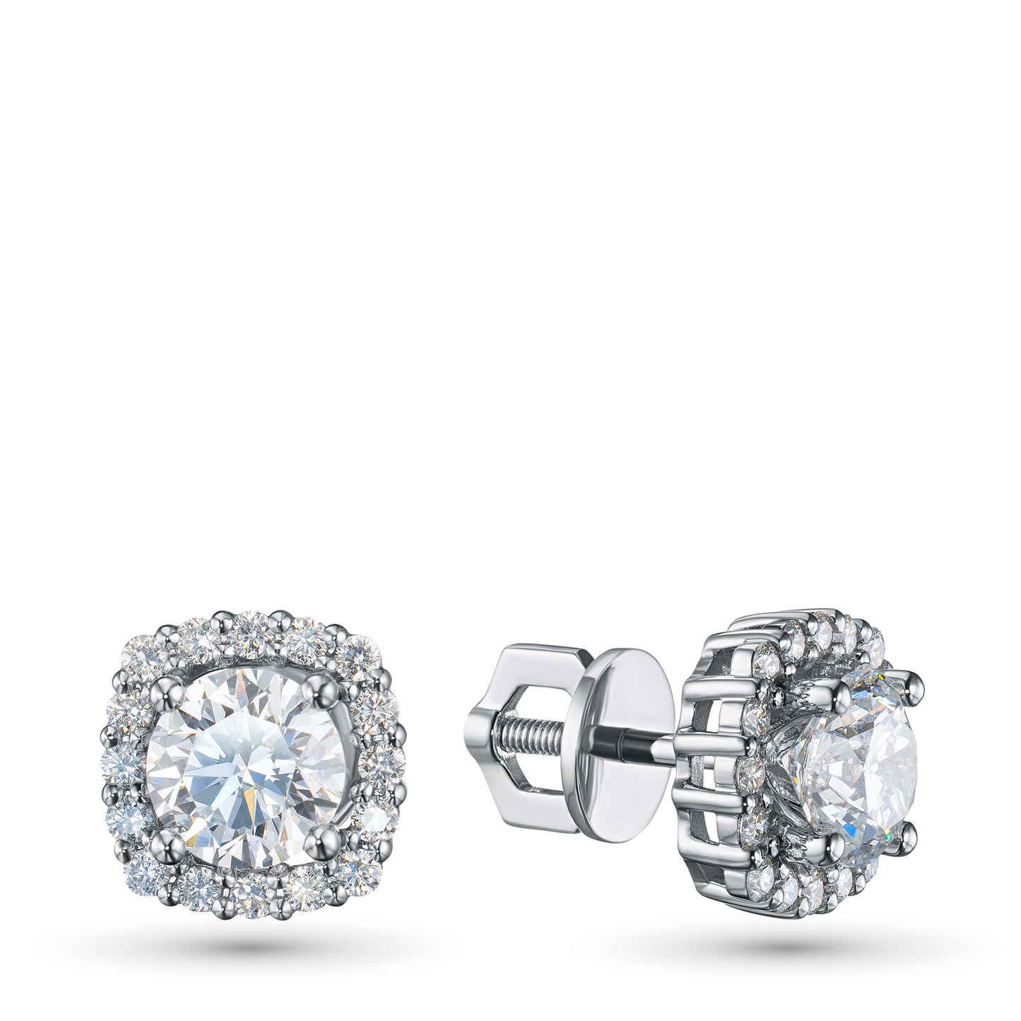 14K White Gold Earring Studs with Lab-Created Diamonds 2.35 CT.TW