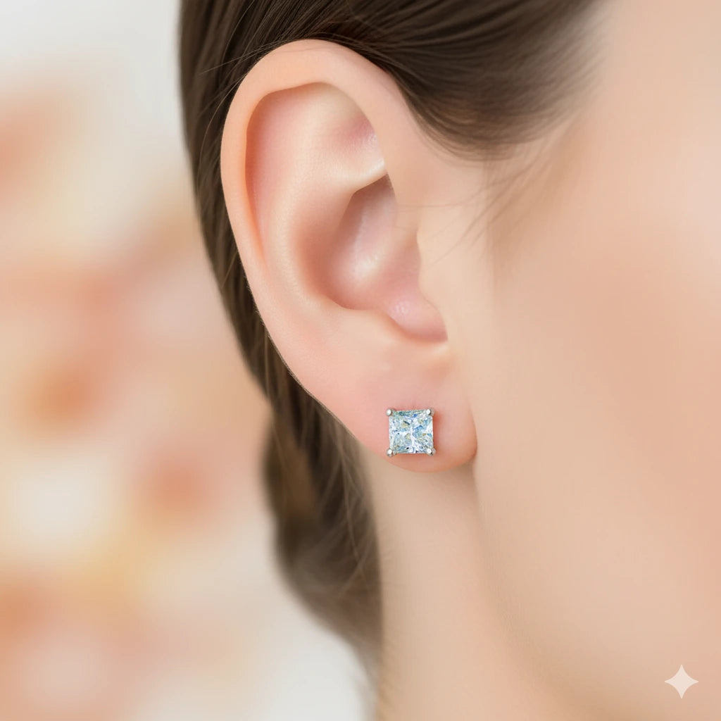 Sterling Silver Earring Studs with Topaz 1.61 CT.TW