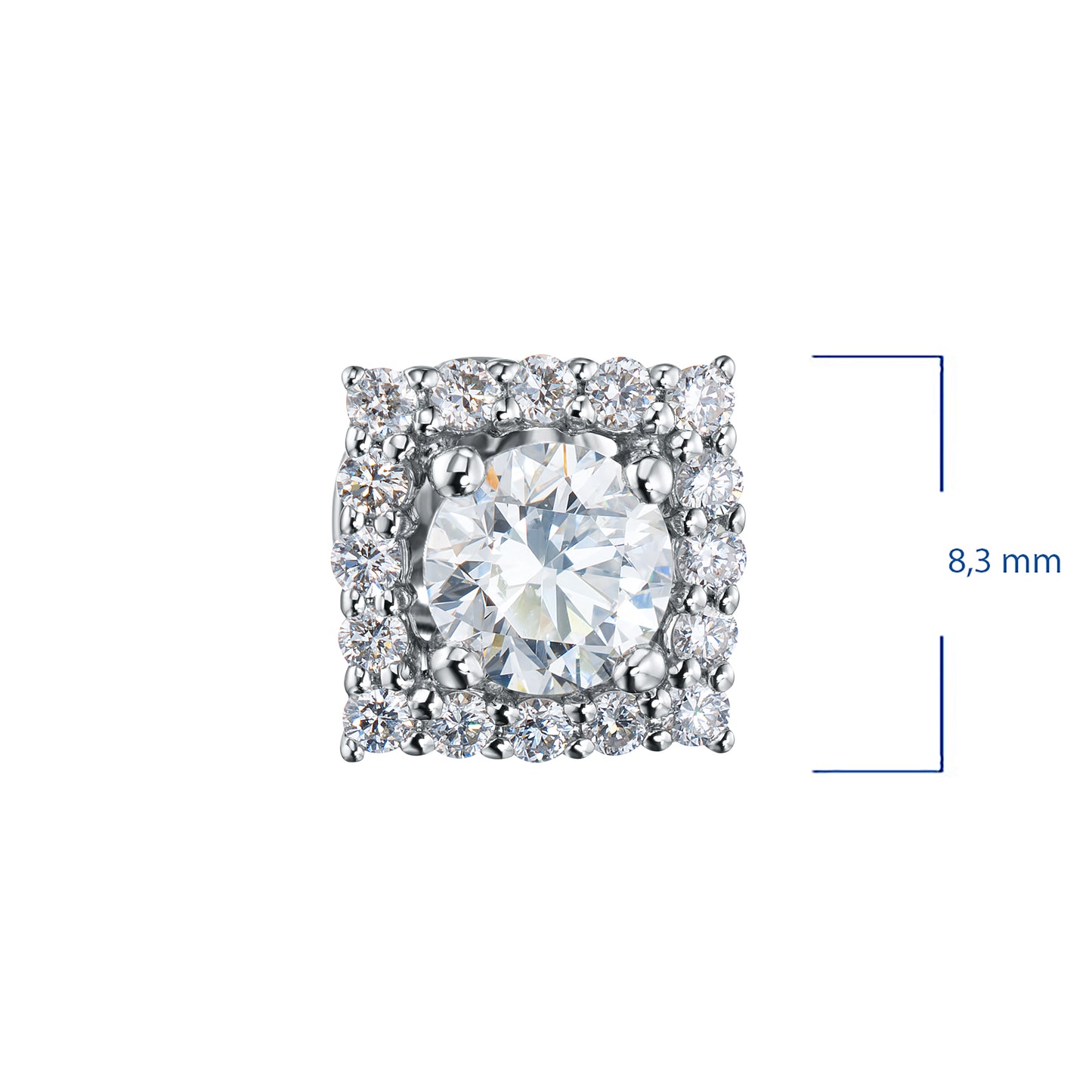 14K White Gold Earring Studs with Emerald and Lab-Created Diamonds 1.48 CT.TW