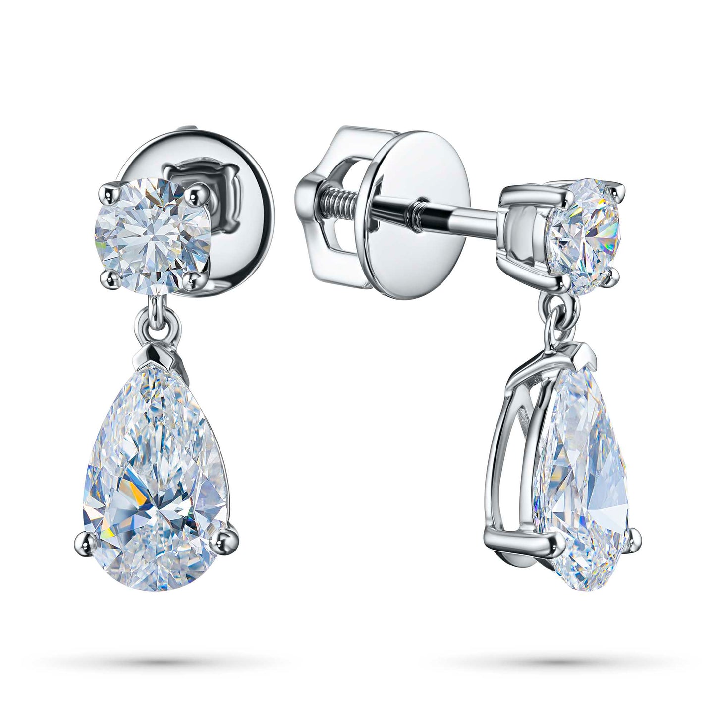 14K White Gold Earring Studs with Lab-Created Diamonds 2.930 CT.TW