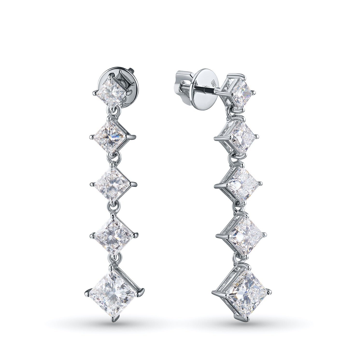 14K White Gold Earring Studs with Lab-Created Diamonds 5.360 CT.TW