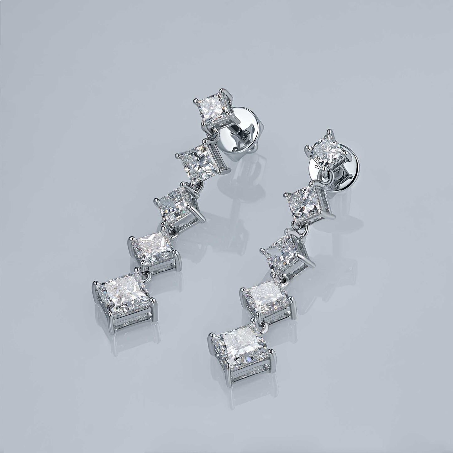 14K White Gold Earring Studs with Lab-Created Diamonds 5.360 CT.TW