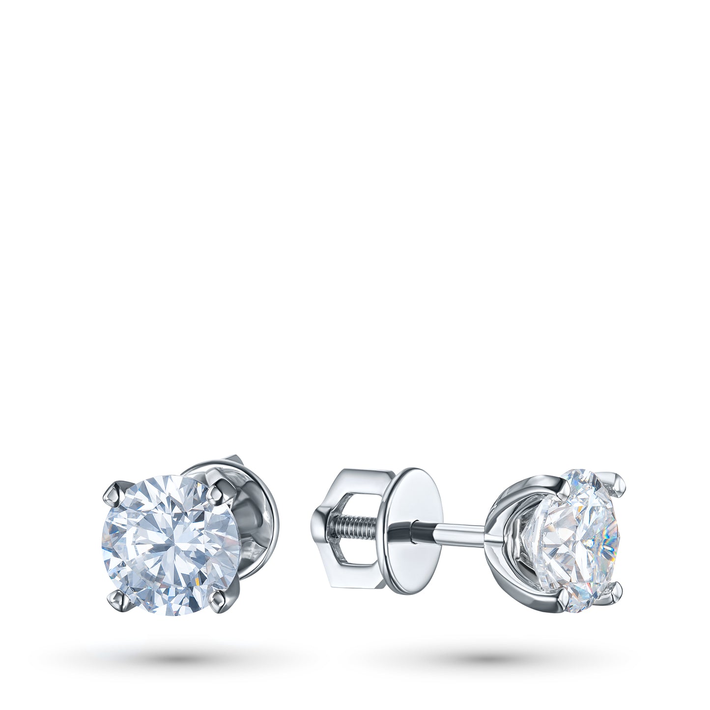 14K White Gold Earring Studs with Lab-Created Diamonds 2.04 CT.TW