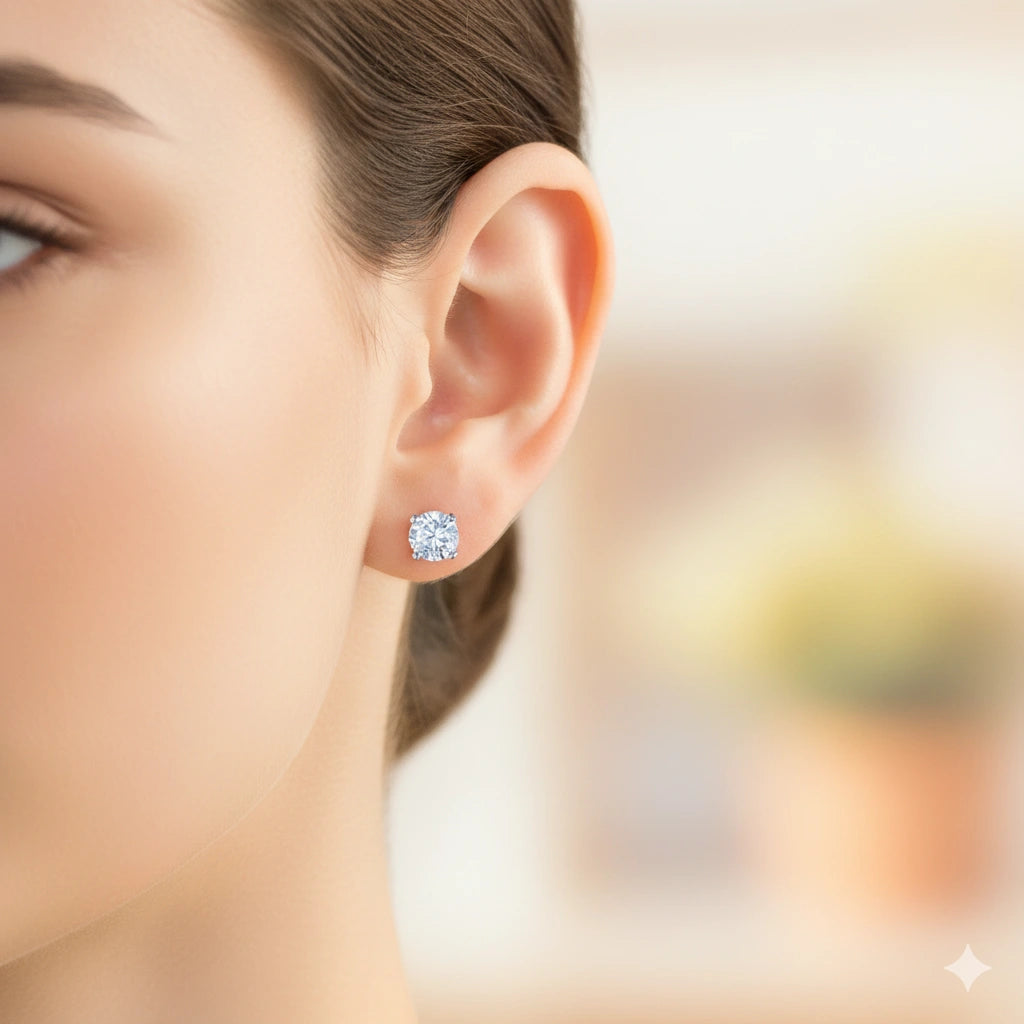 14K White Gold Earring Studs with Lab-Created Diamonds 2.04 CT.TW