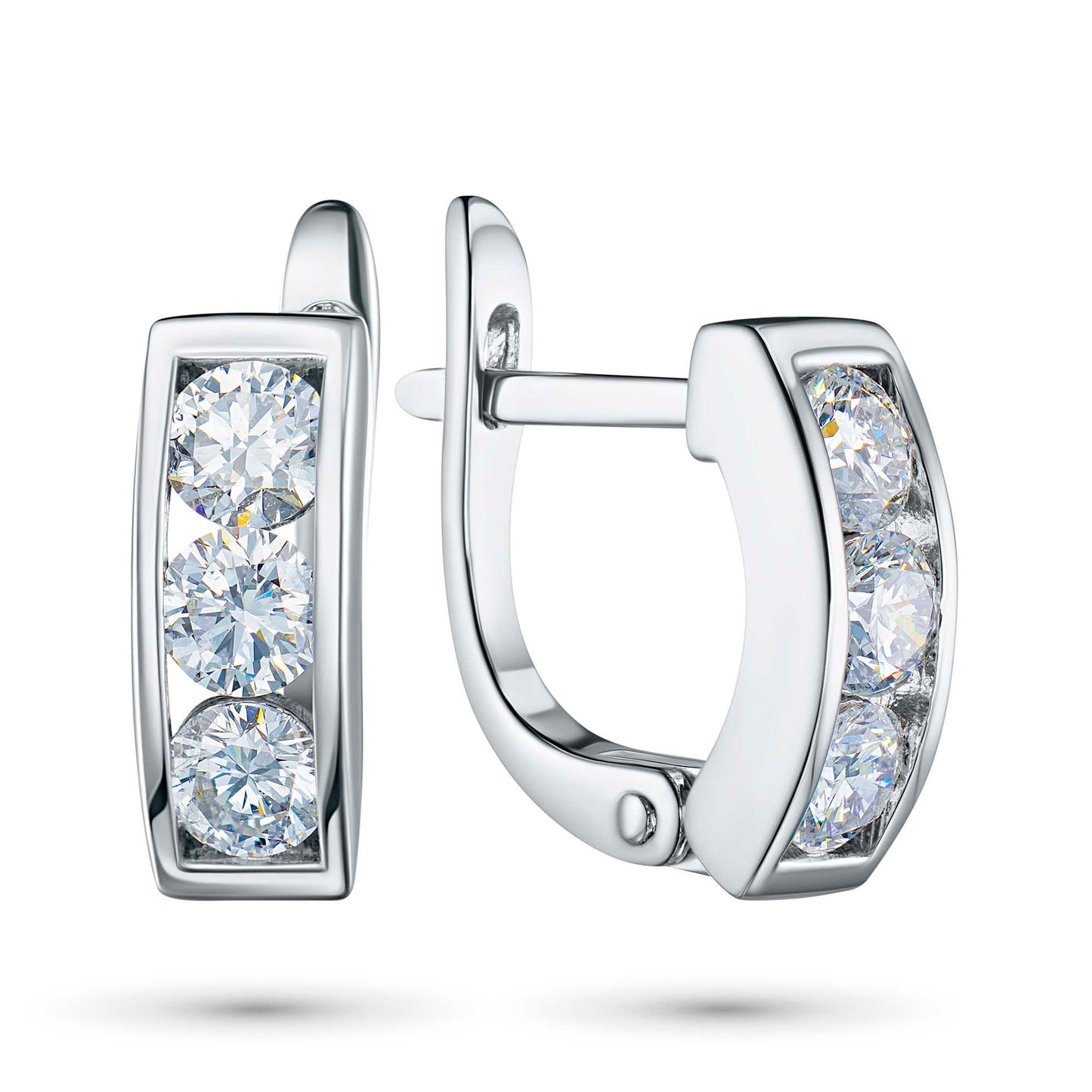 14K White Gold Earrings with Lab-Created Diamonds 0.930 CT.TW