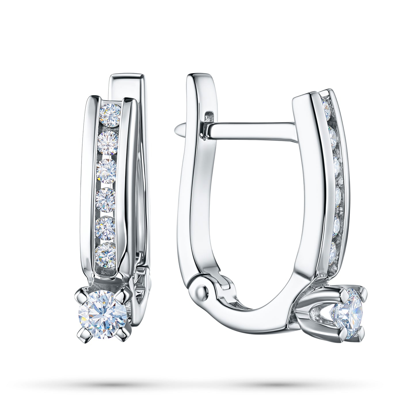 14K White Gold Earrings with Lab-Created Diamonds 0.780 CT.TW